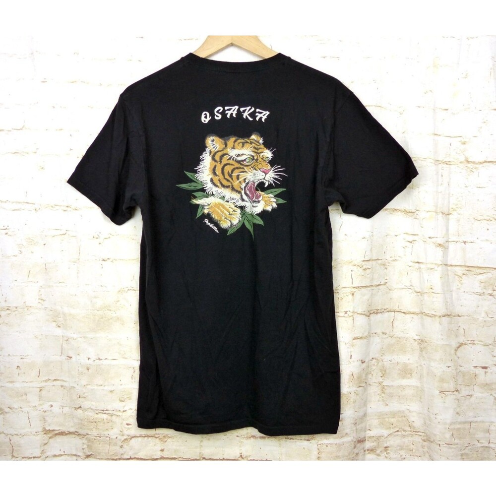 Popkiller Osaka Tiger Graphic T Shirt Mens L Black Japanese Streetwear Grunge